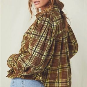 NWOT Free People Sun City Plaid Shirt